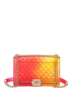 Fashion Handbag Jelly Crossbody Bag 7060PP YELLOW/ROSE